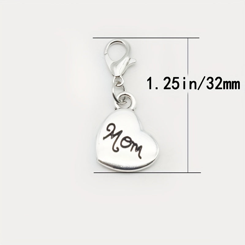8pcs Silvery 3D Family Member Pendants Lobster Clasp