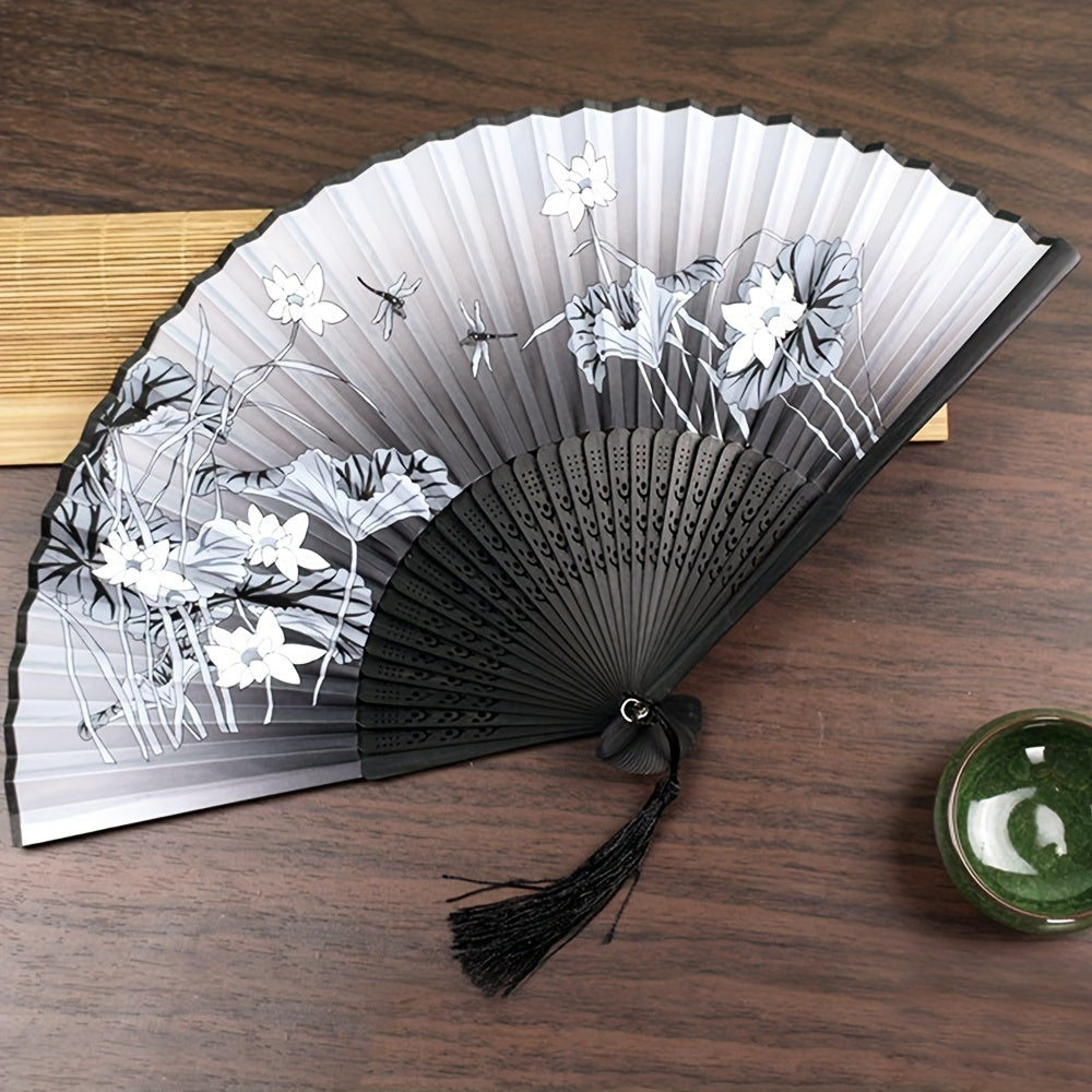 1pc Portable Retro Printed Folding Fan Chinese Style Folding Random