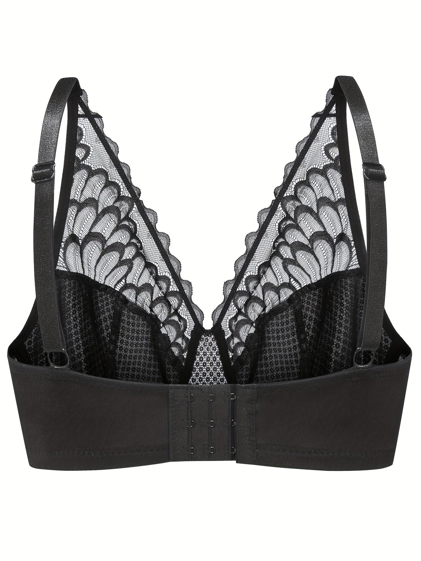  Bra Women's Plus Solid Contrast Lace Medium Stretch Bralette