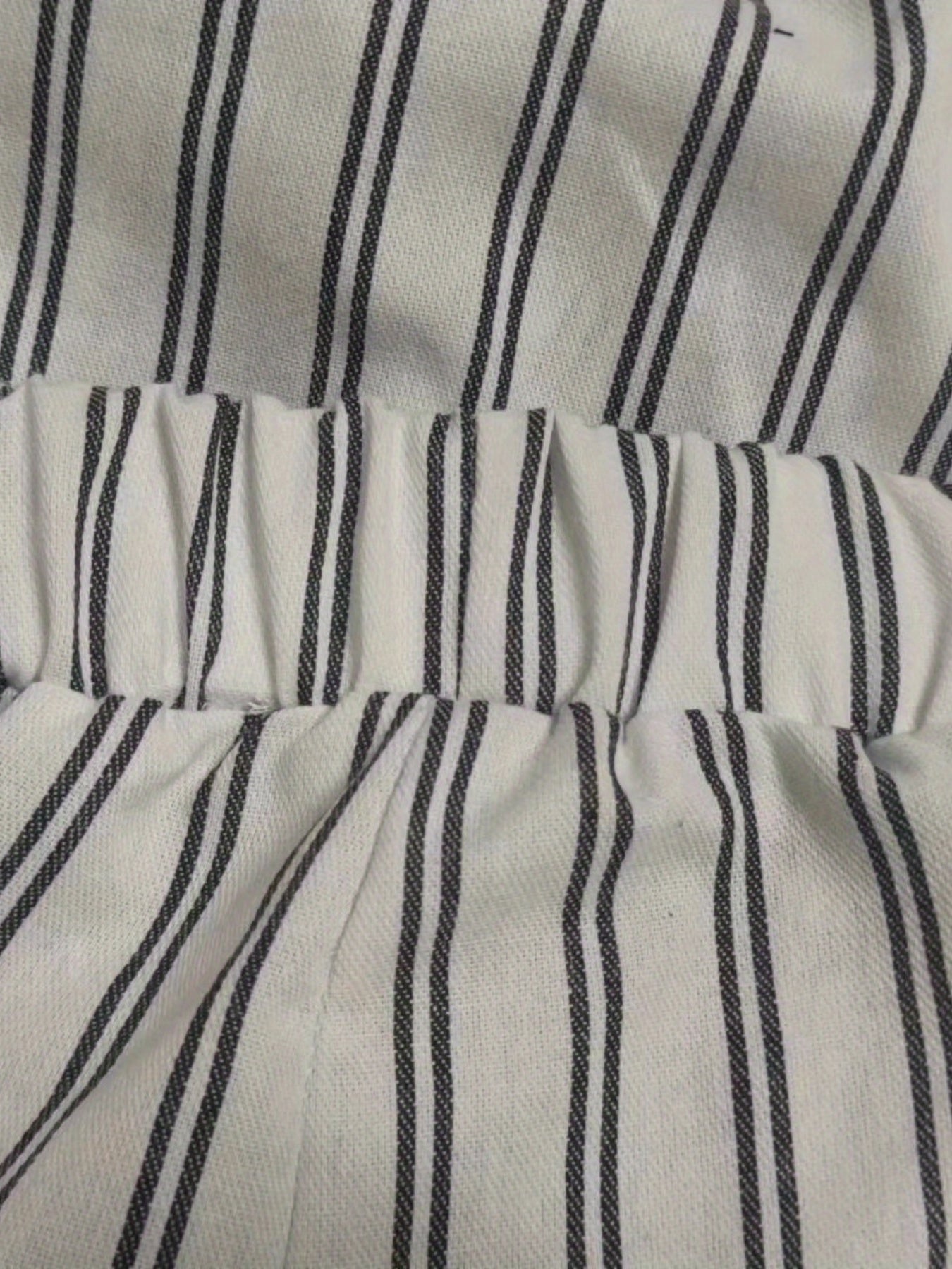  Wide Leg Trousers Stripe Print Elastic Pockets