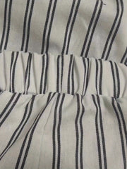  Wide Leg Trousers Stripe Print Elastic Pockets