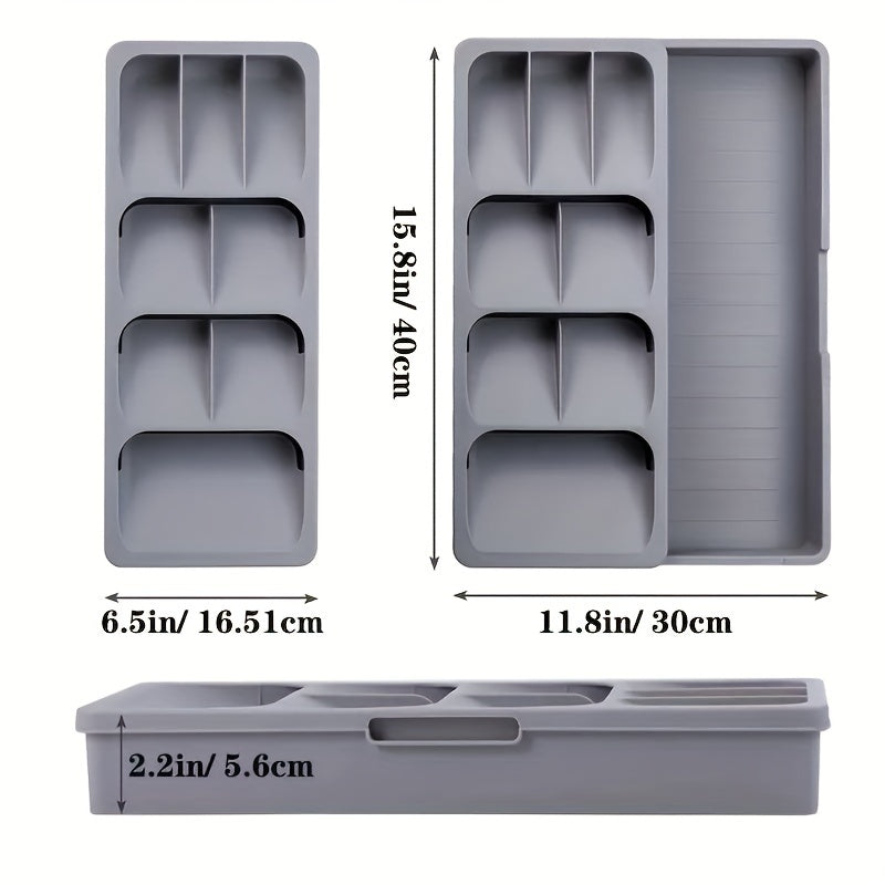 Double Layer Cutlery and Utensil Tray Organizer