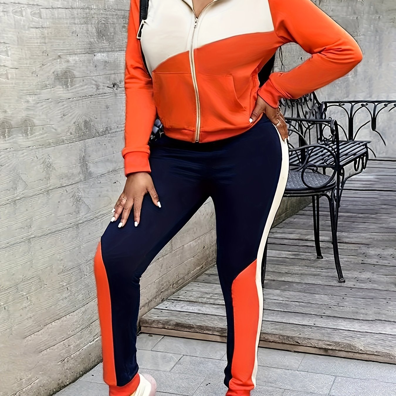  Colorblock Hoodie & Joggers Set