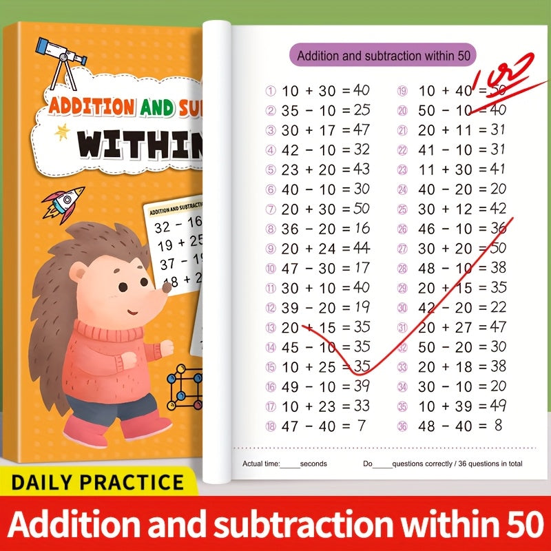 Kids Math Practice Workbook Horizontal Vertical Addition Decomposition