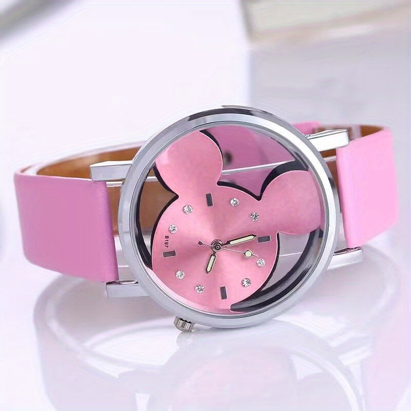 Kids Cartoon Watch Casual Quartz Leather Women Student Girls Watch Wristwatch