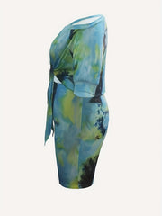  Tie Dye One Shoulder Top & Shorts Set