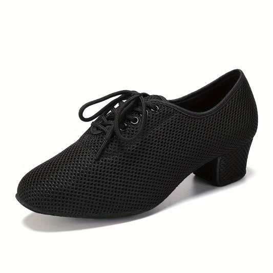 Women's Mesh Breathable Dance Shoes Chunky Heels Balloon Training Practice