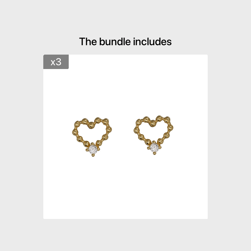 Delicate Hollow Heart Shape Stud Earrings 14K Plated