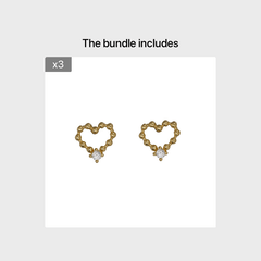 Delicate Hollow Heart Shape Stud Earrings 14K Plated