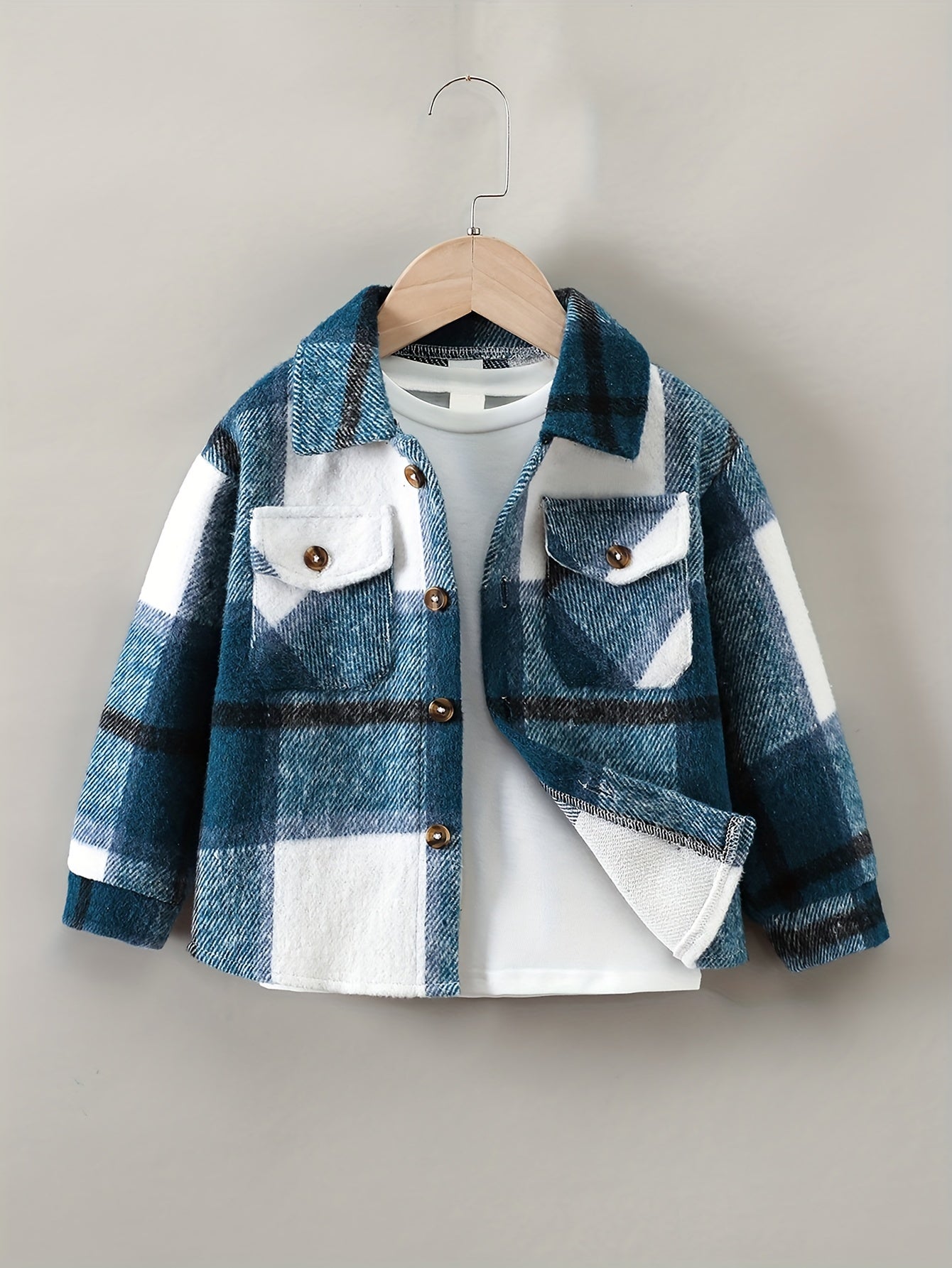 Toddler Boys Plaid Jacket Long Sleeve Button Down Warm Coat Winter Kids Clothes