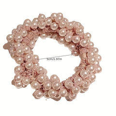 2pcs Pearl Decor Scrunchie Elastic Hair Tie