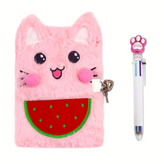 Girl Cat Diary with Lock and Two Keys Pen Journal Notebook Gift Set