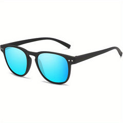 Retro Round Frame Men's Polarized Sunglasses with Glasses Case
