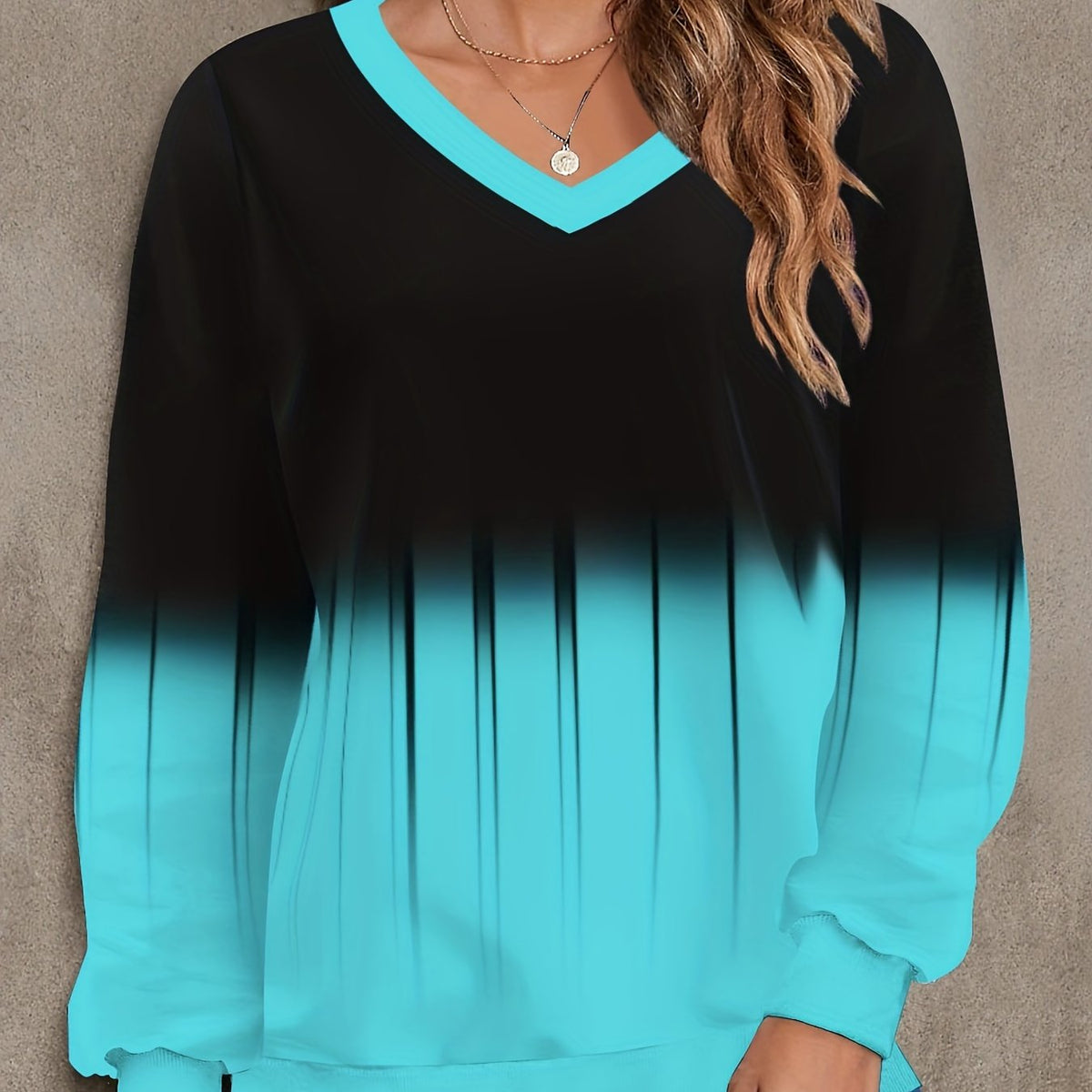V Neck Pullover Sweatshirt Casual Long Sleeve for Women