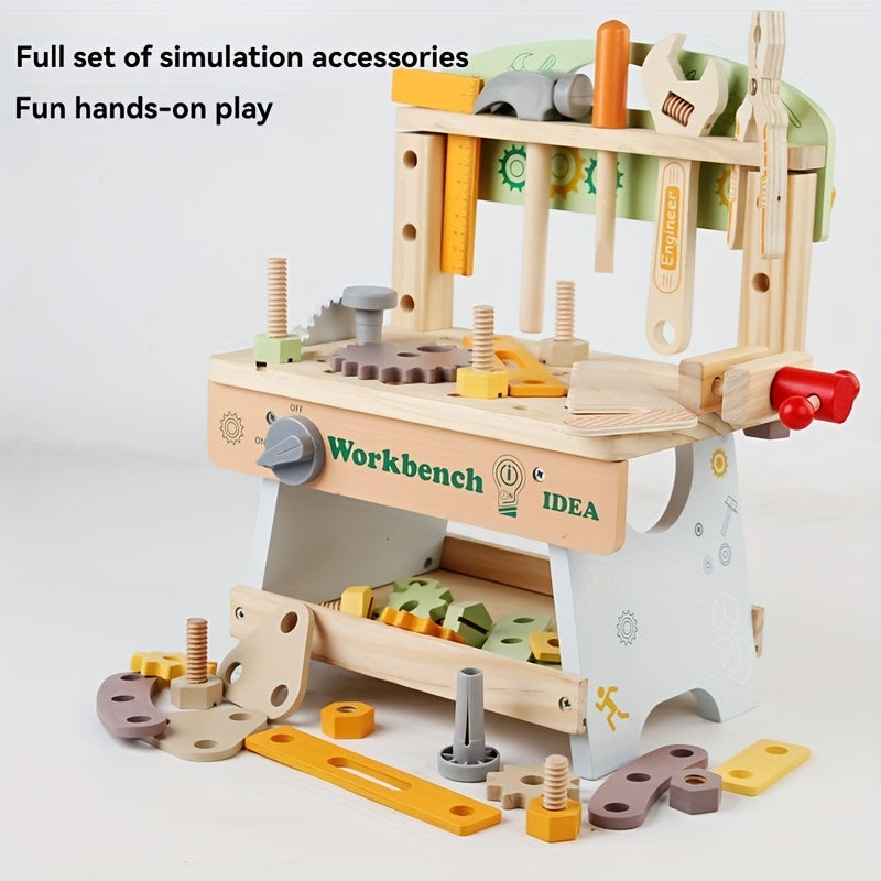 Kids Wooden Construction Toy Set with Tools