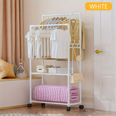 Double Pole Coat Rack 2 Layer Clothes Rack Standing Hat Rack Shoes And Hats Rack