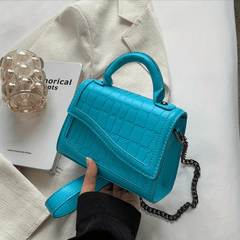 Asymmetrical Crossbody Bag PU Leather Metal Chain Mini Handbag