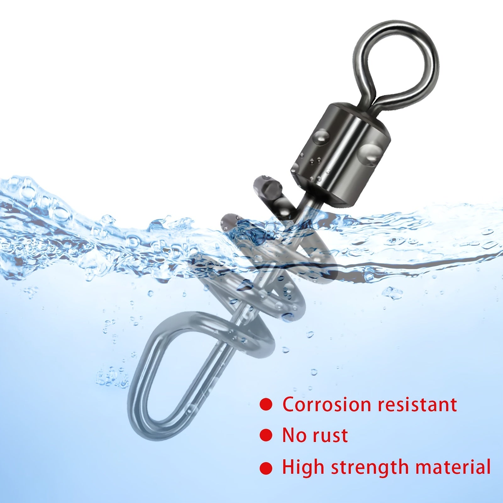 50pcs Fishing Barrel Swivels Stainless Steel Snaps for Saltwater Luring