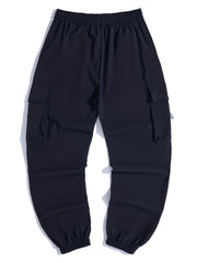 Stylish Letter Print Casual Cotton Mid Stretch Cargo Pants Men s Joggers