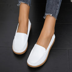 Women's Comfy Solid Flat Loafers Casual Slip On Walking Shoes