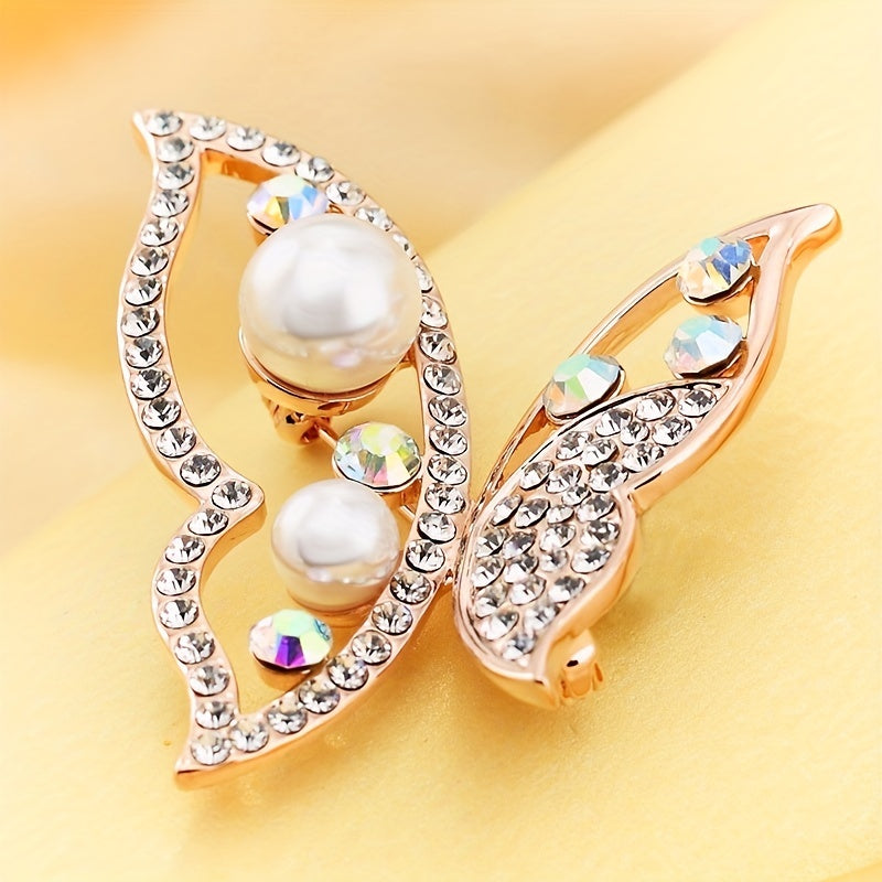 Silk Scarf Buckle with Rhinestone Pearl Brooch