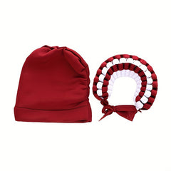 Wine Red Turban Head Wrap Inner Hijab Cap Lace Up Head Scarf
