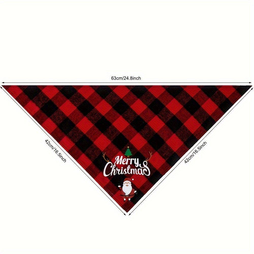 Christmas Pet Triangle Scarf Plaid Dog Saliva Towel Santa Claus Letter Graphic