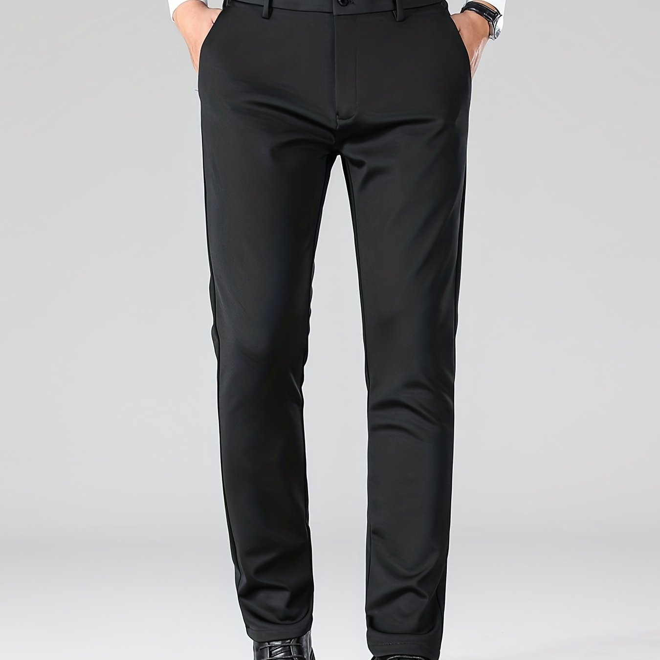 Men's Stretch Business Pants Straight Leg Wrinkle-resistant Trousers
