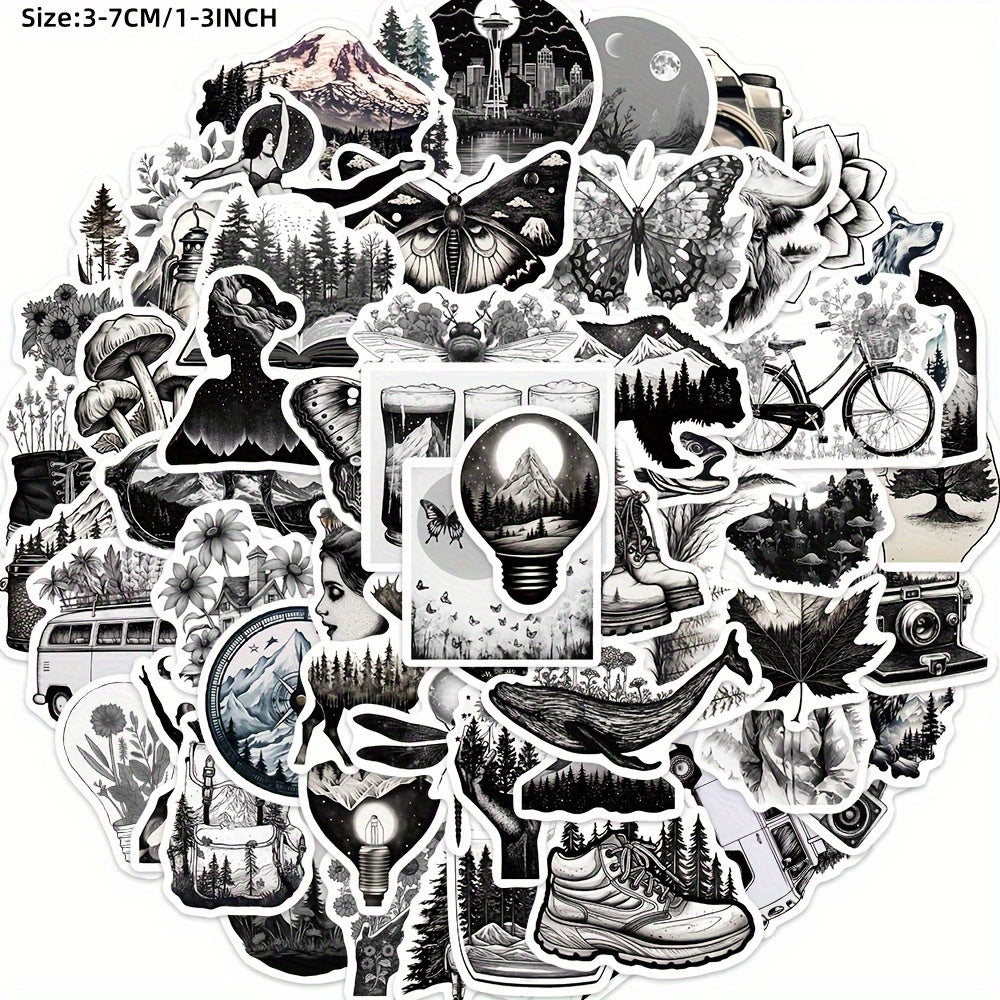 60pcs Dark Gothic Outdoor Graffiti Stickers Waterproof DIY Handbook Sticke