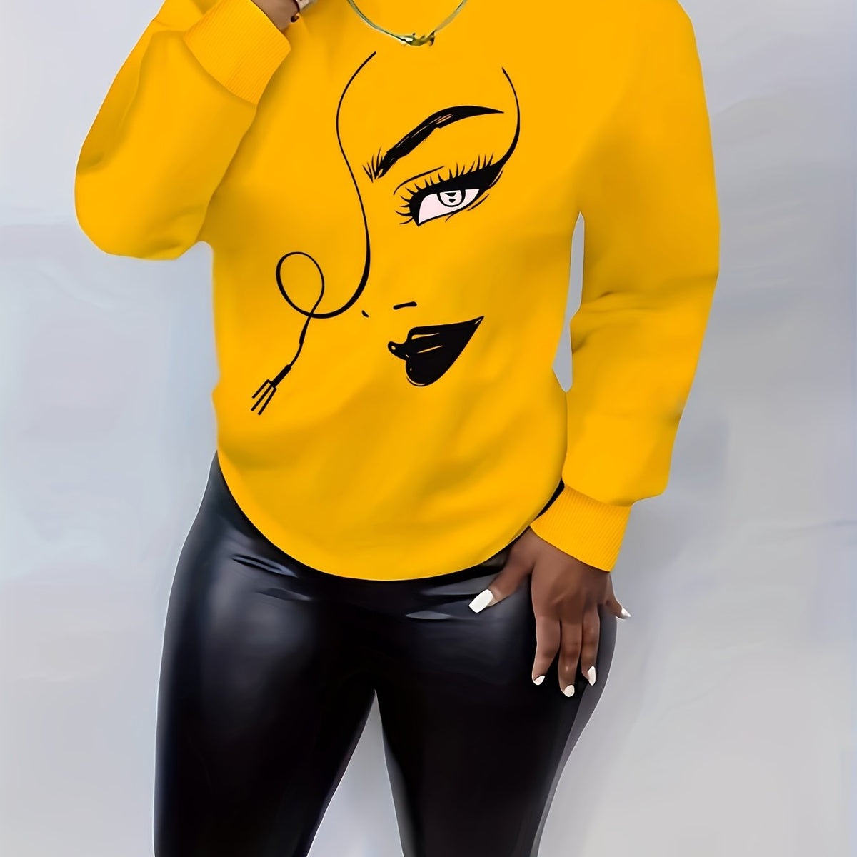 Graphic Print Pullover Sweatshirt for Women