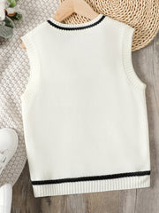 Kids Sleeveless V Neck Knitted Sweater Vest