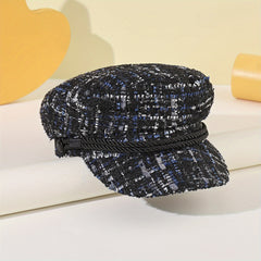 Vintage Chunky Beret Plaid Painter Hat British Style Warm Newsboy Hat