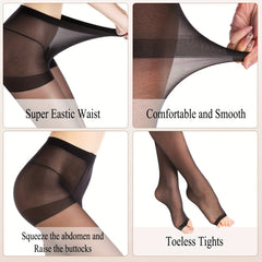 3 Pack Toeless High Waist Slim Pantyhose Elastic Pantyhose