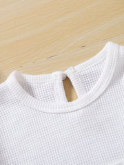 Baby Girls Romper Knit Clothes Waffle Bear Pocket Onesie