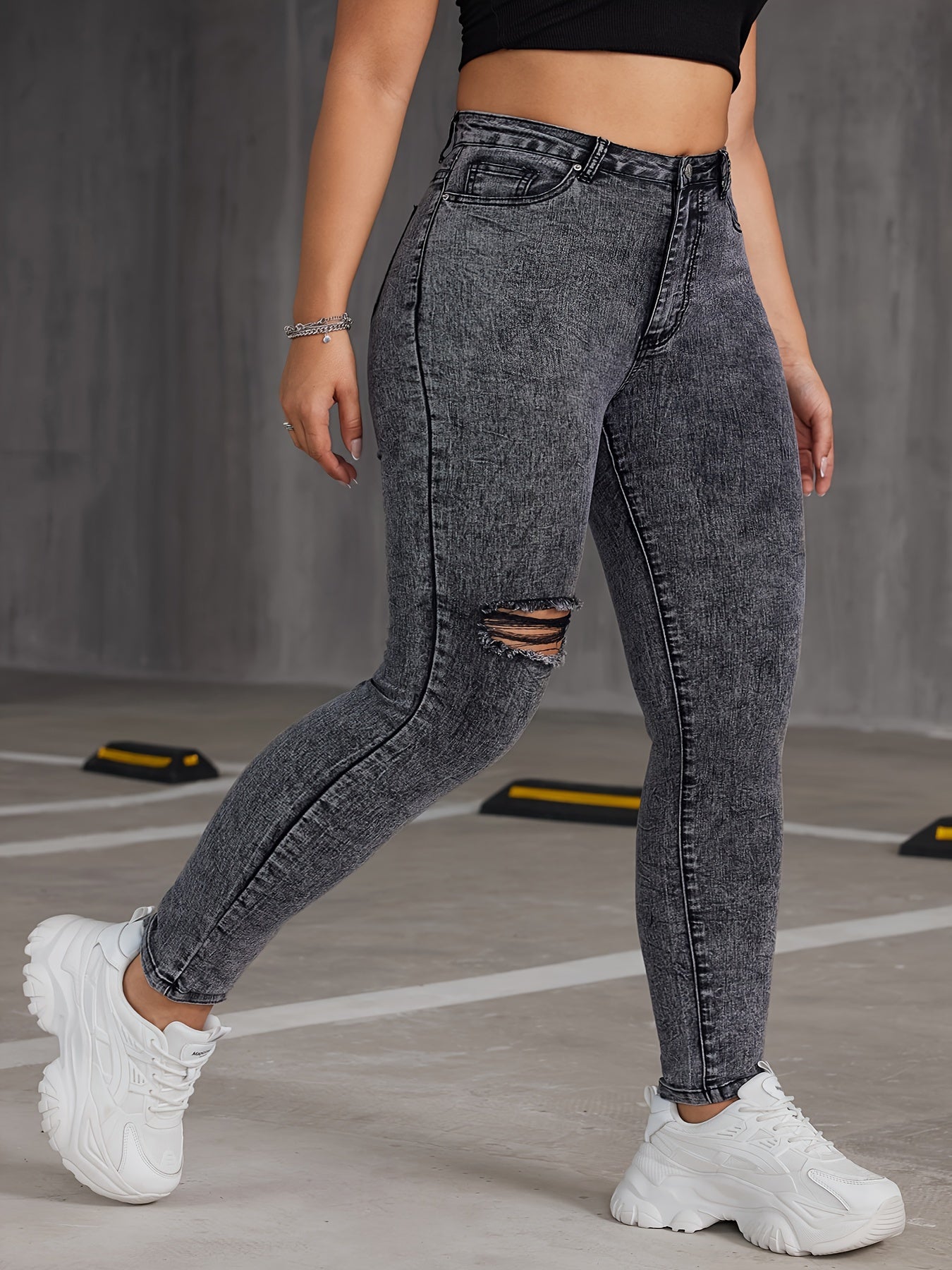  Button Up Skinny Jeans Women's Casual Stretch Jeans