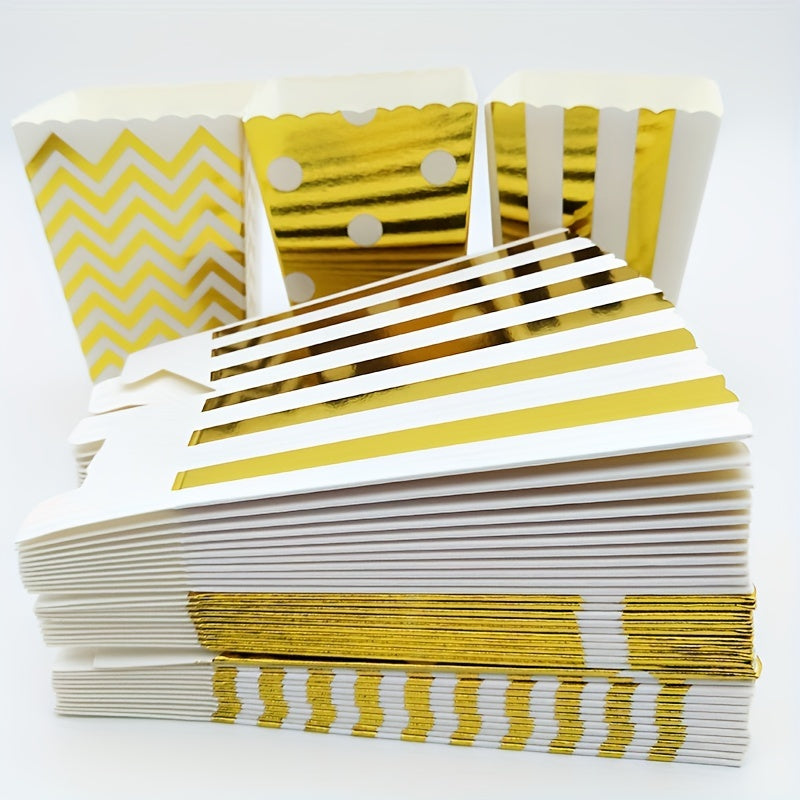 12pcs Dot Wave Striped Popcorn Boxes for Xmas Weddings Birthdays