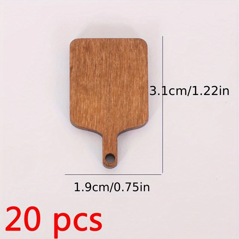20pcs Wooden Cutting Boards for Dollhouse Accessories Light Brown Kitchen Decor