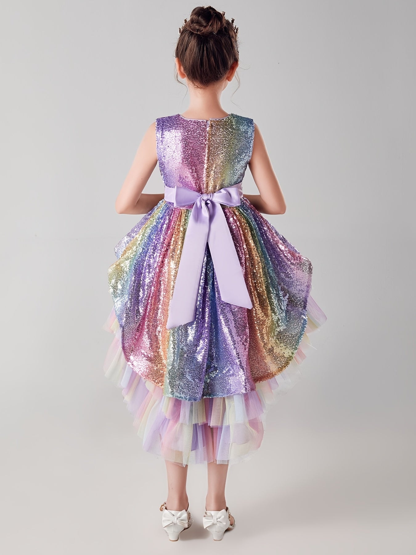 Sparkle Princess Dress High Low Tulle Tutu Gown for Girls