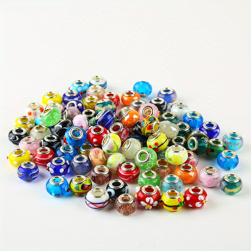 30-50-100pcs 15x11mm Large Hole Glass Bead Loose Bead DIY Jewelry Accessories