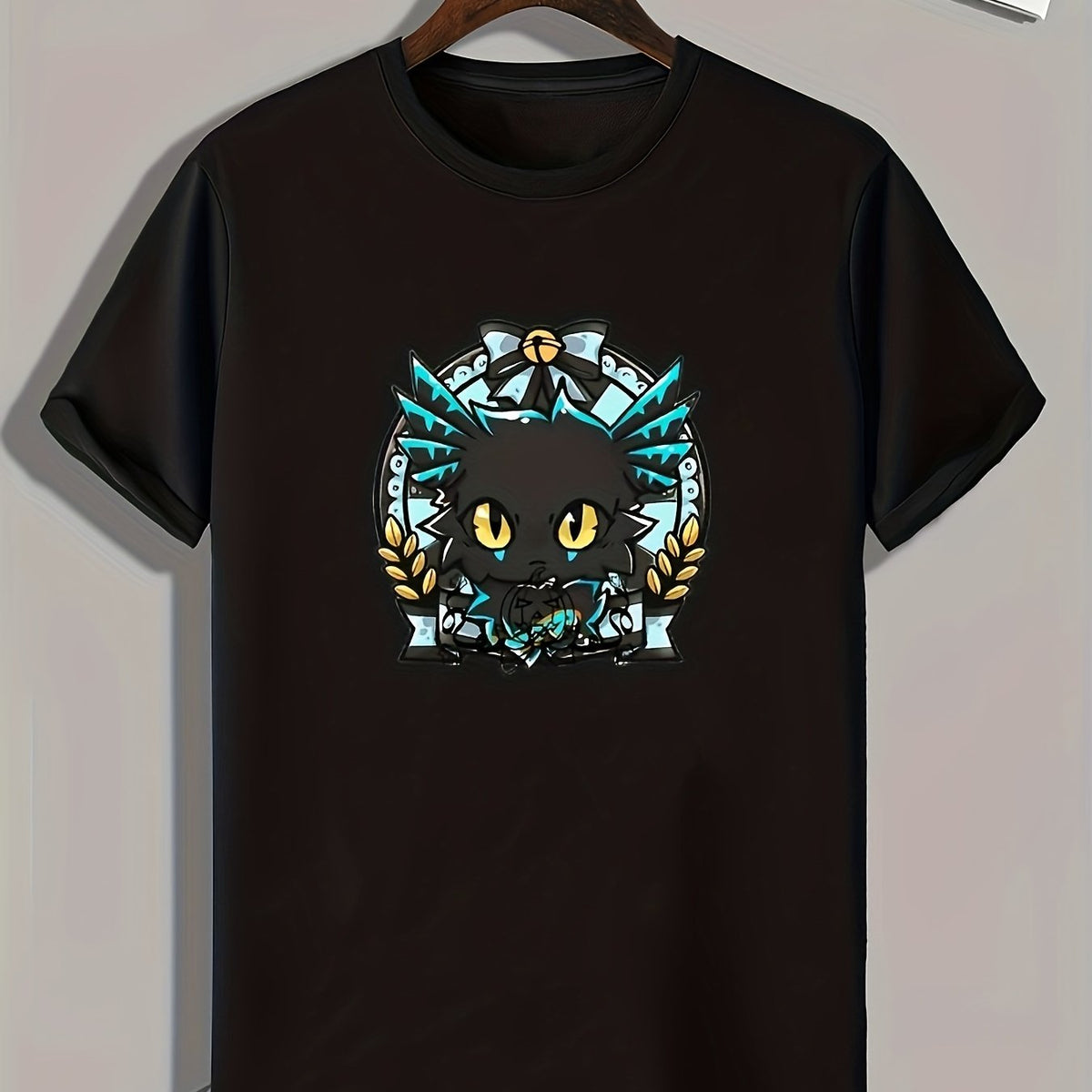 Cartoon Pattern Print Men's Comfy Sports T-shirt Graphic Tee