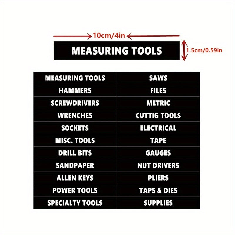 44pcs Waterproof Toolbox Organization Label Sticker PVC Sticker 10