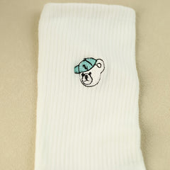 Cartoon Bear Print Socks Comfy Mid Tube Socks Women's Stockings & Hosiery