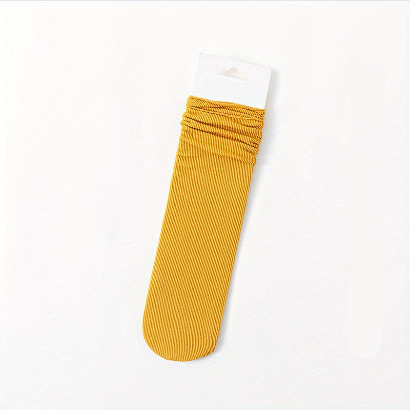 5 Pairs Girls Thin Ice Silk Stacking Socks for Summer