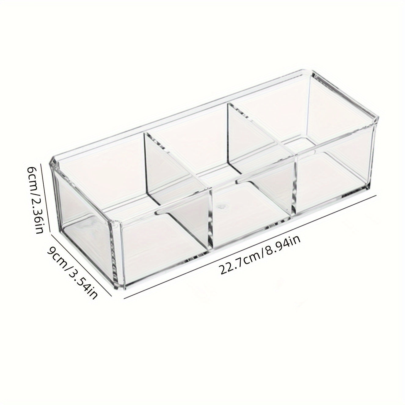 Portable 3 Grids Desktop Storage Box Acrylic Makeup Cotton Holder