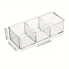 Portable 3 Grids Desktop Storage Box Acrylic Makeup Cotton Holder