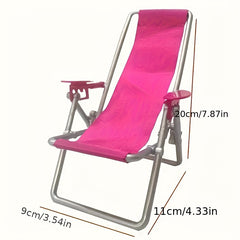 Miniature Beach Chair for 30cm Dolls, Foldable Dollhouse Furniture