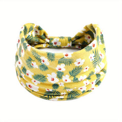 Floral Print Criss Cross Headband Wide Elastic Head Hoop Sweatband