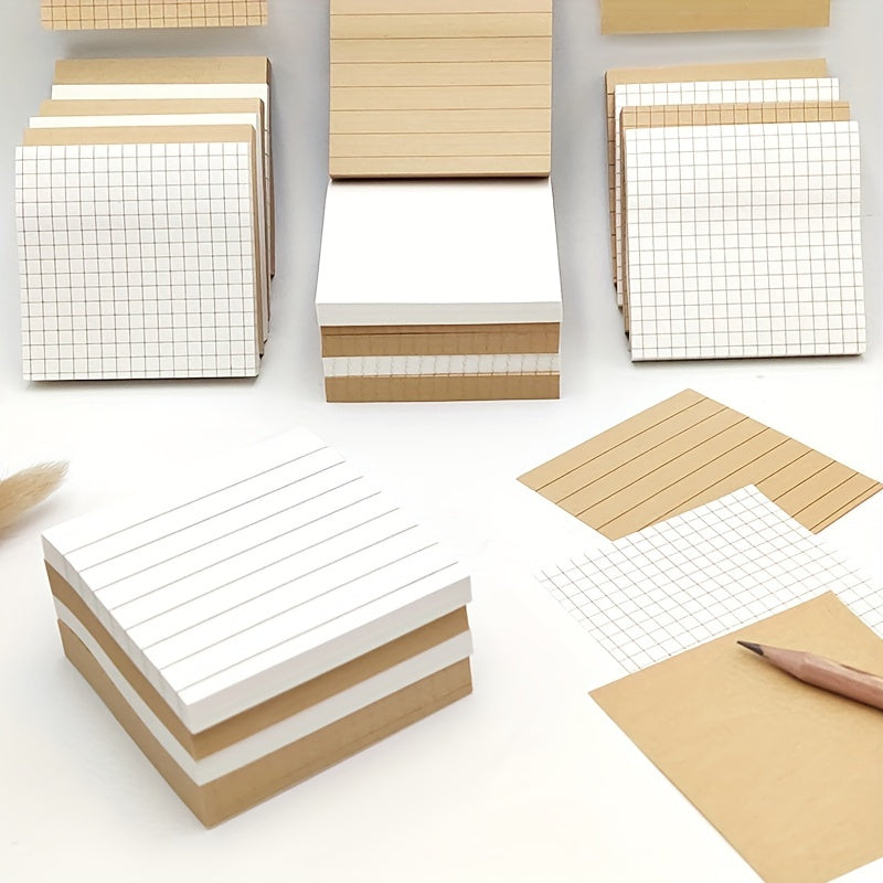 80 Sheets 2pcs Sticky Notes Set Horizontal Lines Self Stick Office Stickers