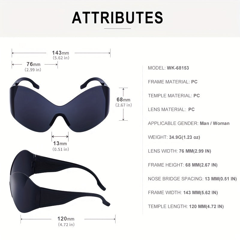 Y2K Large Lens Shield Sunglasses UV400
