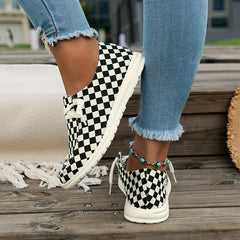 Women's Plaid Pattern Flat Outdoor Sports Board Shoes
